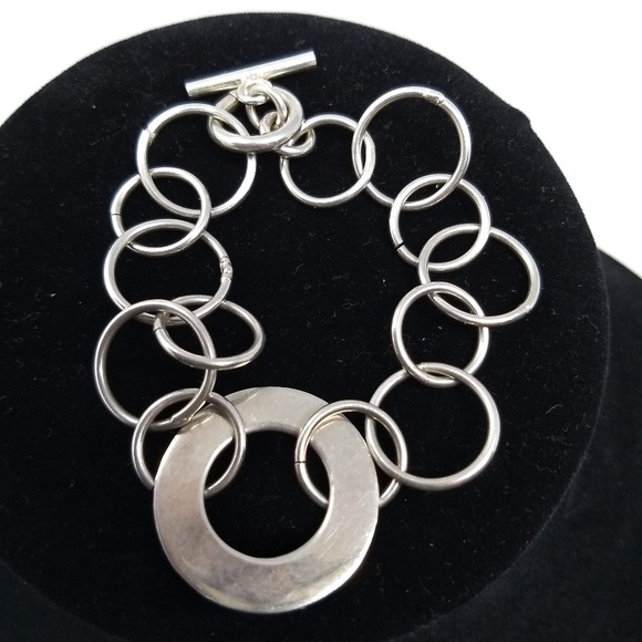 STERLING SILVER CIRCLES BRACELET - Picture 1 of 3